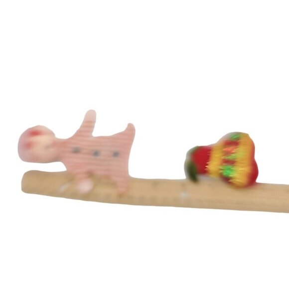 Vintage Christmas Elf & Flocked‎ Pear 1960s Christmas Ornaments Handmade Red - Picture 3 of 5